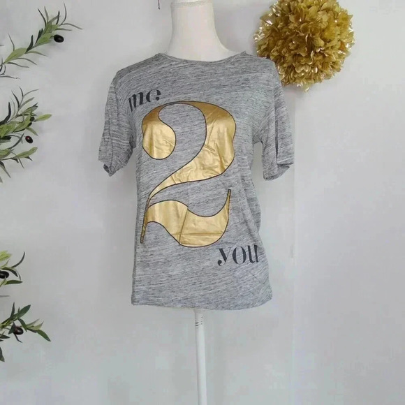 J.CREW Women's Graphic Tee "Me 2 You" Gray Size Medium - Picture 1 of 5